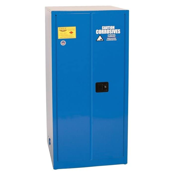 2 Door, 60 Gallon, Metal Corrosive Safety Cabinet, Manual Close, Blue - CRA62X