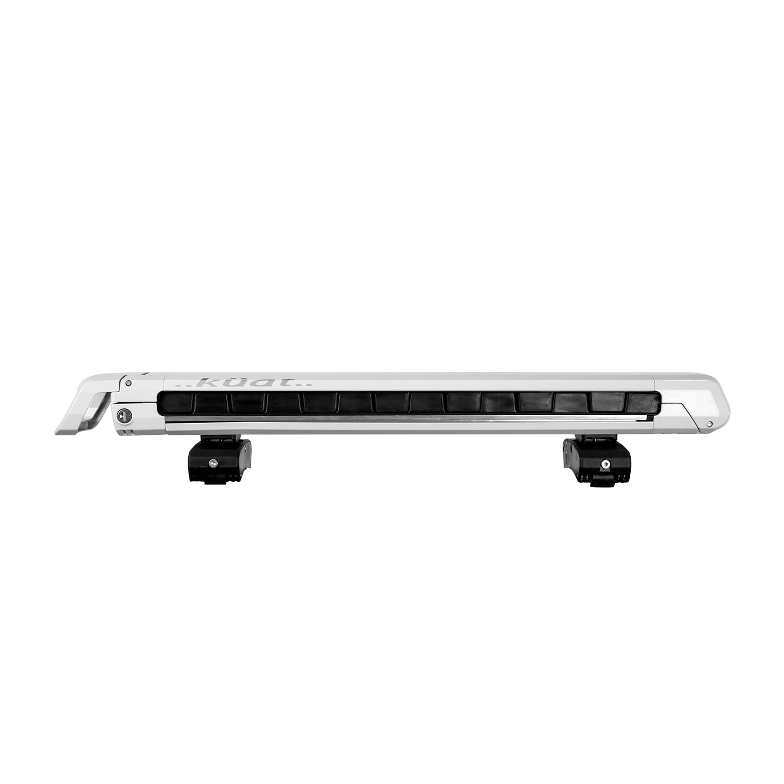 Grip 4 KUAT Durable Universal Car SUV Rooftop Crossbars Mounted Winter Sports Gear Hauling Transportation Slide-Out Locking Clamshell Rack, Fits 4 Skis/2 Snowboards - Pearl with Silver Anodize