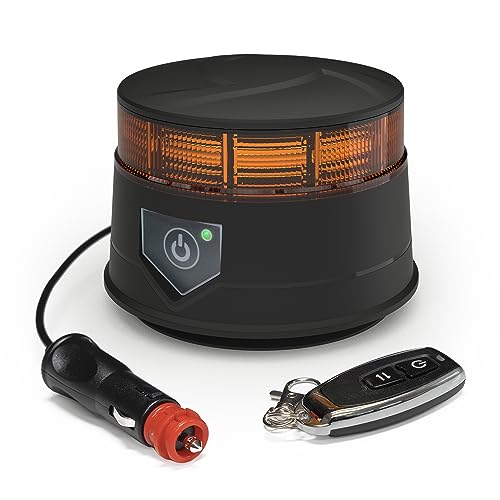 ECCO 3 Inch LED Beacon Warning Flash Amber Light Magnet Mount 12V 24V for Industrial Vehicles Applications Tractor Forklift Excavator, 5 Year Warranty