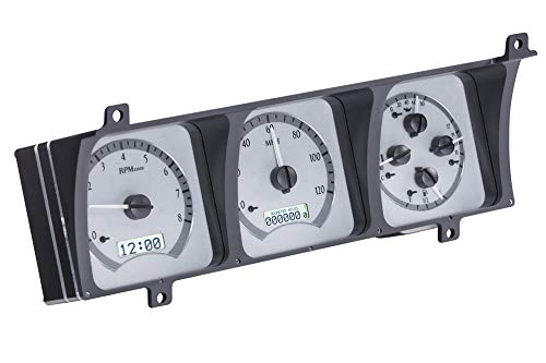 Dakota Digital VHX System-Silver Alloy Style Face Compatible with 1986-91 Jeep Wagoneer/J-Trucks w/White Display