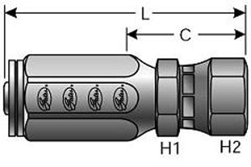 Gates Field Attachable Type T 8C2AT-8RFFORX for G2 Hose, 2 Wire, Female Flat-Face O-Ring Swivel, 1/2" ID, 3.37"