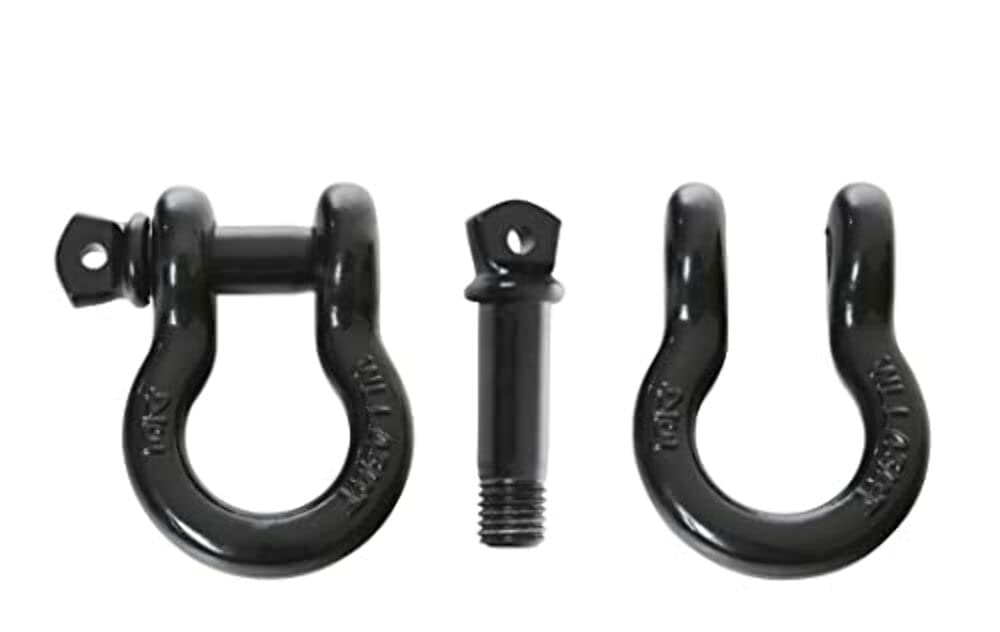 Recovery Shackle Overland Vehicle Systems 3/4" 4.75 Ton - Black Two Stage Powder Coat Finish - Universal Fitment - Used for Automotive Recovery and Towing