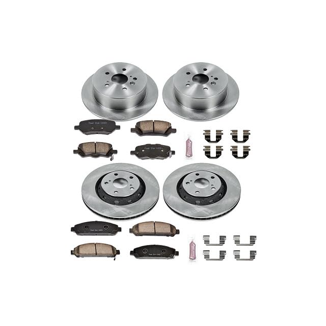 Power Stop Autospecialty KOE5866 Front and Rear Replacement Brake Kit-OE Brake Rotors & Ceramic Brake Pads For Toyota Venza 2009-2016 [Model Specific]