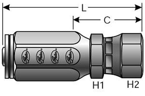 Gates Field Attachable Type T 4C1T-5RFJX for G1 Hose, 1 Wire, Female JIC 37 Flare Swivel, 1/4" ID, 2.58"