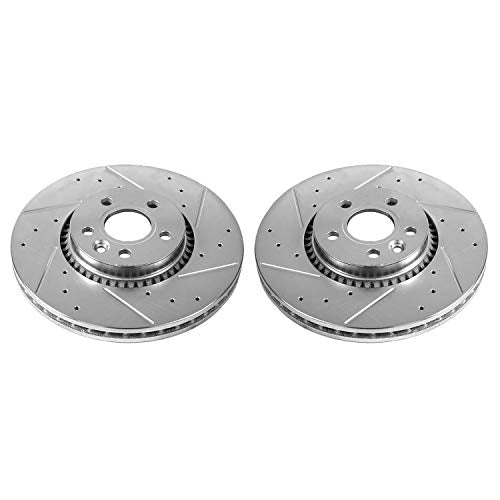 Power Stop Front EBR1001XPR Evolution Drilled & Slotted Rotor Pair For Land Rover LR2, Volvo S60, Volvo S60 Cross Country, Volvo S80, Volvo V60, Volvo V60 Cross Country, Volvo XC70 [Model Specific]