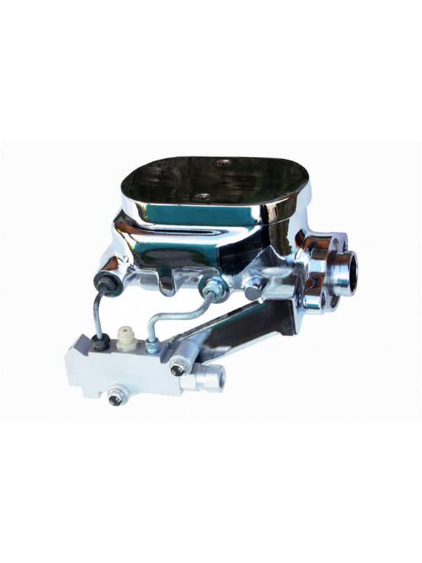 Brakes Leed Master Cylinder Kit 1-1/8" Bore Chrome Flat Top w/Disc/Disc Valve