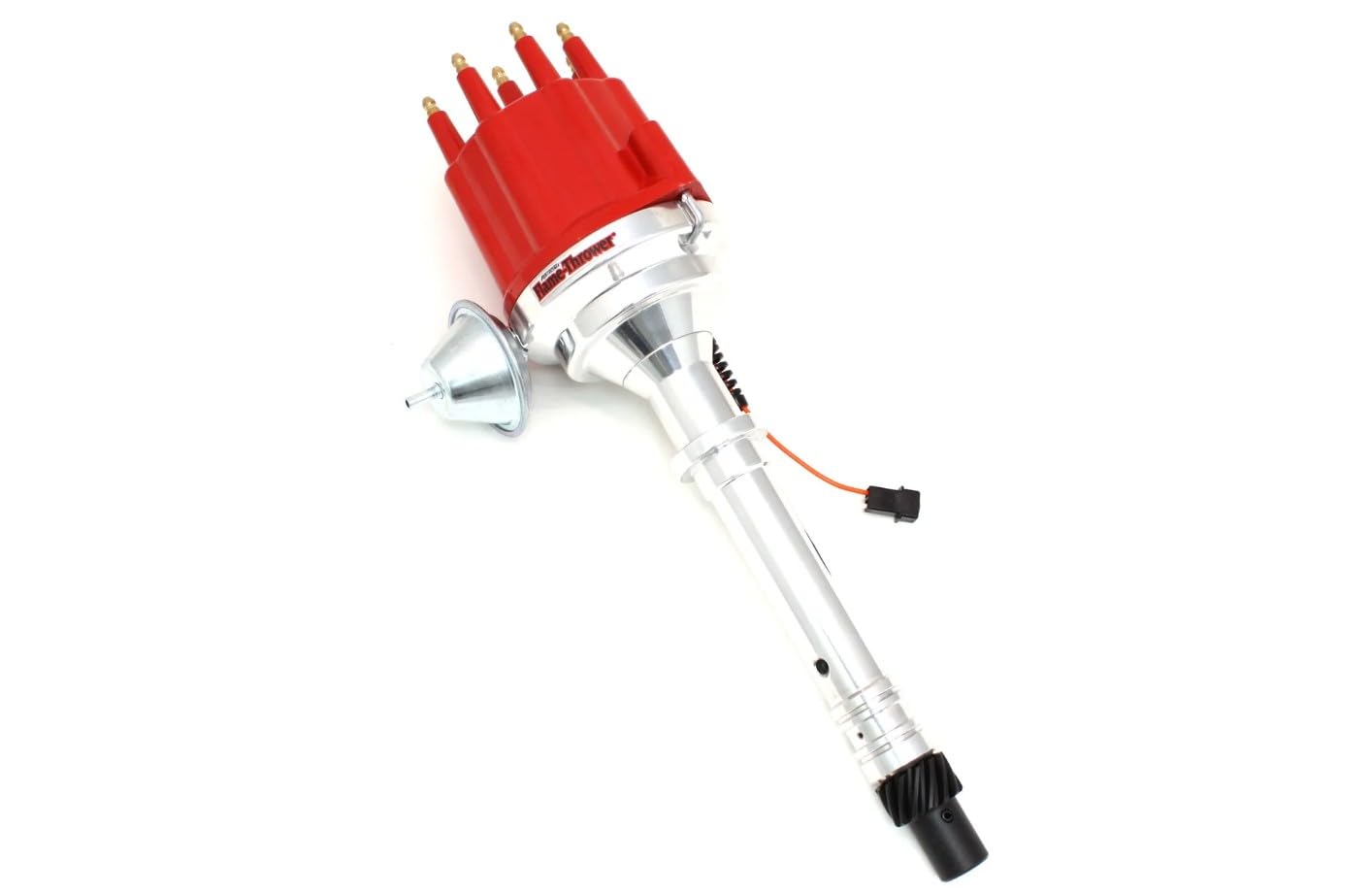 Flame-Thrower Pertronix D300711 Distributor, Plug N Play Billet, Magnetic Pickup, Mechanical Advance, HEI Style Terminal, Red, Compatible with Chevy V8, Each