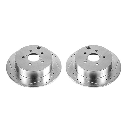 Power Stop Brake Rotor Set Rear For Subaru Crosstrek 2016-2022, Subaru Forester 2014-2018, Subaru Impreza 2012-2022, Subaru XV Crosstrek 2013-2015 Drilled & Slotted Rotor Pair JBR1548XPR