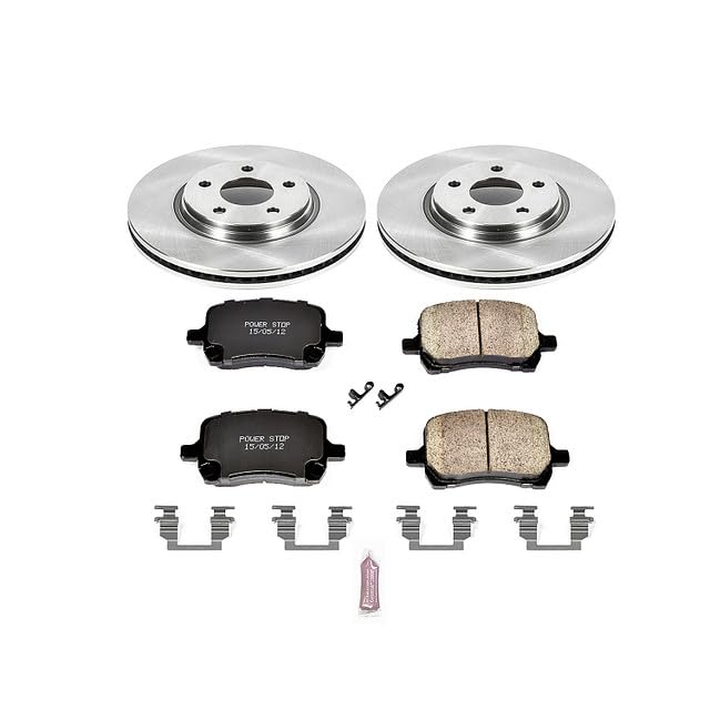 POWERSTOP Front KOE1614 Brake Kit Replacement OE Brake Rotors and Ceramic Brake Pads For 2007 Cobalt SS | 2009-2012 Chevy Malibu | 2008-2010 Pontiac G5 G6 [5 Lug] | 2009 Saturn Aura