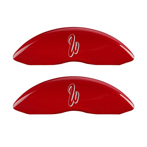 MGP Caliper Covers 10235SWCWRD 'West Coast Customs Baseball' Logo Engraved Red Powder Coat Finish Front Caliper Cover, (Set of 4)