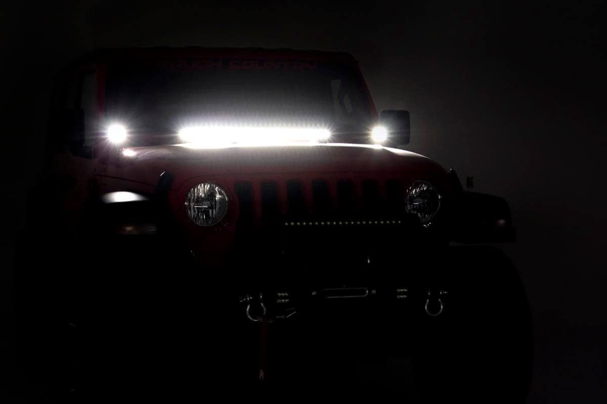 2" Rough Country DRL LED Lower Windshield Kit for 18-24 Jeep JL/JT - 70052DRLA