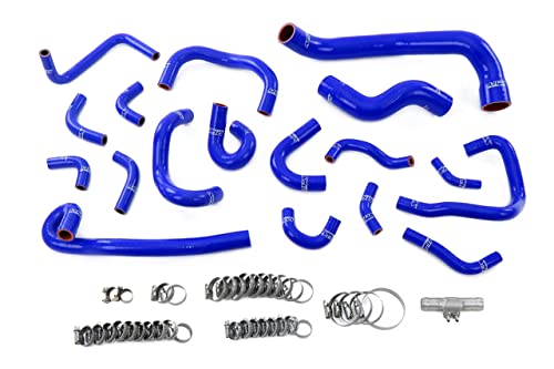 HPS Performance Silicone Radiator + Heater + Ancillary + Breather Hose Kit Blue Compatible for 1995-1998 Nissan Skyline GTR R33 RB26DETT, 57-2136-BLUE