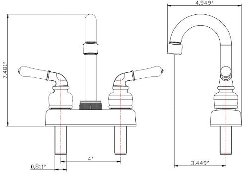Dura Faucet RV Swivel Bar Faucet DF-PB150C-ORB with Classical Levers, 6 inch Spout (Oil-Rubbed Bronze)