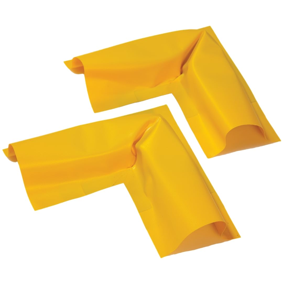 Justrite Fuel Spill Containment Curbs Make-A-Berm™ 1.5" High Corner Set (2 Pieces), Custom Chemical Spill Containment Berm System, Yellow PVC Coated Fabric, Made in The USA, 28475