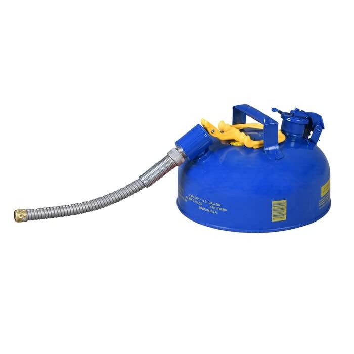 5/8" Metal Hose, 1 Gallon Steel Safety Can for Kerosene, Type II, Blue - U211SX5B