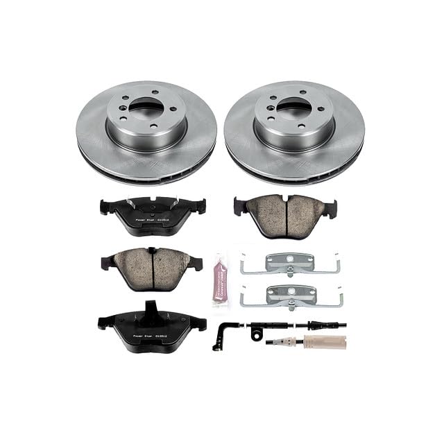Power Stop Autospecialty KOE2110 Front Replacement Brake Kit-OE Brake Rotors & Ceramic Brake Pads and 1 Front Sensor Wire
