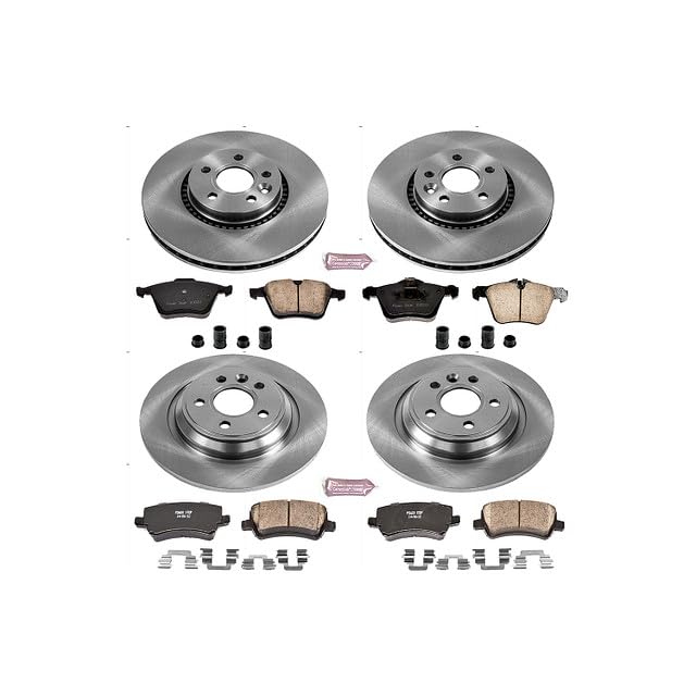 Power Stop Autospecialty KOE5615 Front and Rear Replacement Brake Kit-OE Brake Rotors & Ceramic Brake Pads For Volvo S60 2011-2014, Volvo S80 2007-2014 [Model Specific]