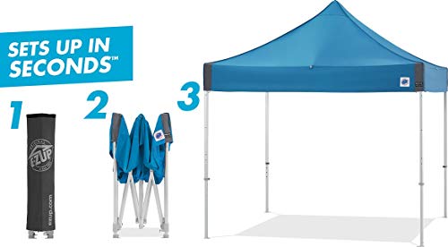 E-Z UP Instant Shelter Endeavor Canopy, 10' x 10', Octagonal-Legged Aluminum Frame, Professional Grade Orange Top, 100 Sq' of Shade