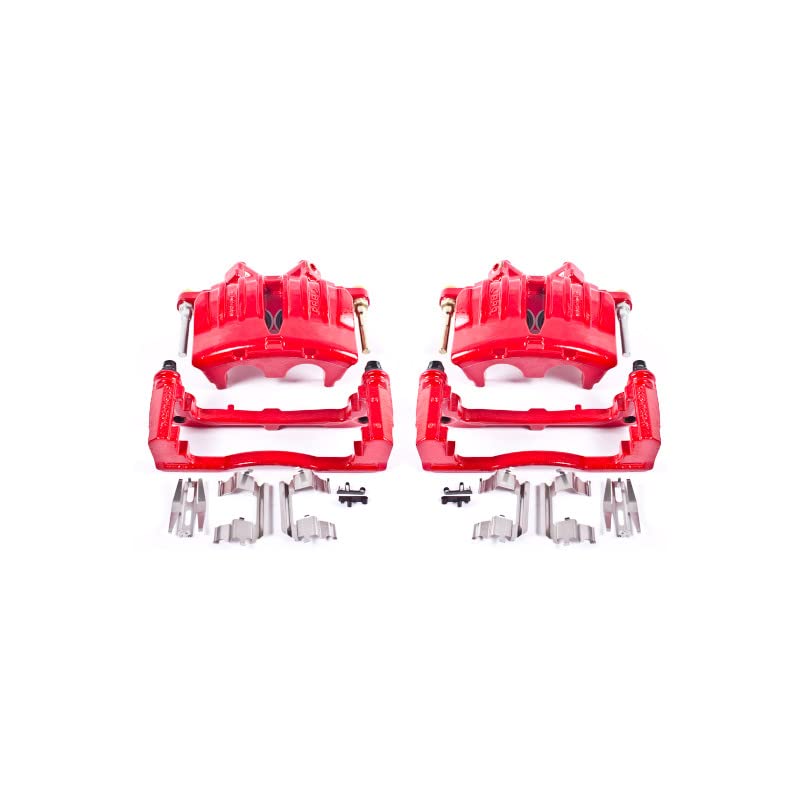 Power Stop S4798A Front Pair of High-Temp Red Powder Coated Calipers for Buick Rainier, Chevrolet, Chevrolet Trailblazer, GMC Envoy, Isuzu Ascender, Oldsmobile Bravada, Saab [Model Specific]