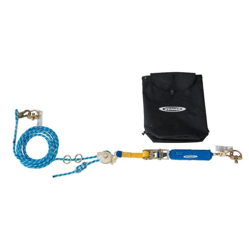 30 Ft Werner 2-Man Rope Horizontal Lifeline System D-Bolt Anchor Ratchet Tensioner