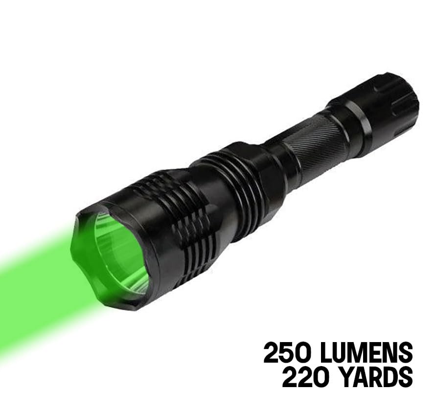 Cyclops Varmint Hunting Light Kit Rechargeable 250 Lumen Green Led Flashlight with Multiple Mounting Options, No Case