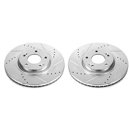 Power Stop Front JBR1323XPR Drilled & Slotted Rotor Pair For Hyundai Azera 2006-2011, Hyundai XG350 2003-2005, Kia Amanti 2004-2009 [Model Specific]