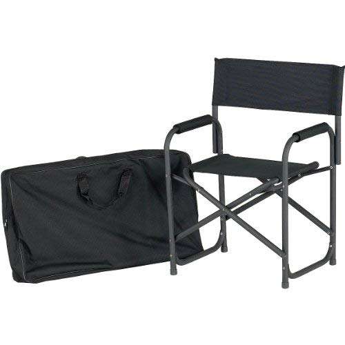 E-Z UP Directors Chair Standard Height, Seat 17.5” High, Padded Armrests and Storage Bag, Black