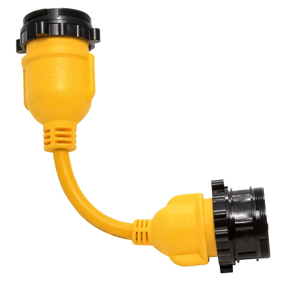 Camco 12" PowerGrip Electrical Adapter - 30 Amp Male Locking End to 50 Amp Female Locking End (55615)