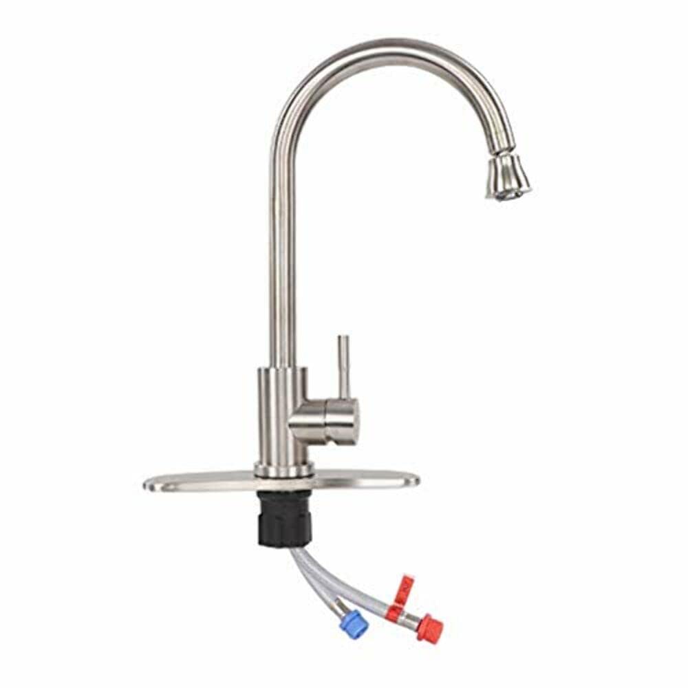 RV Kitchen Faucet with Sprayer Empire Faucets - Brushed Nickel Gooseneck Kitchen Faucet with Attached Sprayer Spout