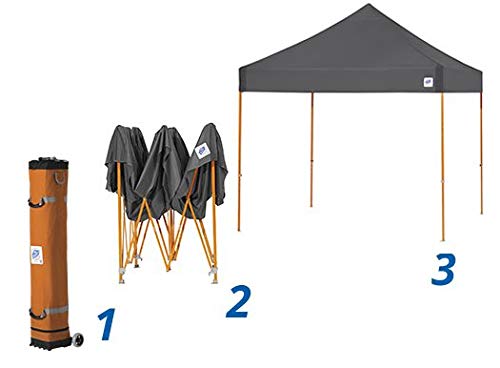 E-Z UP Instant Shelter Vantage Canopy, 10' x 10', White Powder-Coated Steel Frame with Wide-Trax Roller Bag & 4 Piece Spike Set, Punch