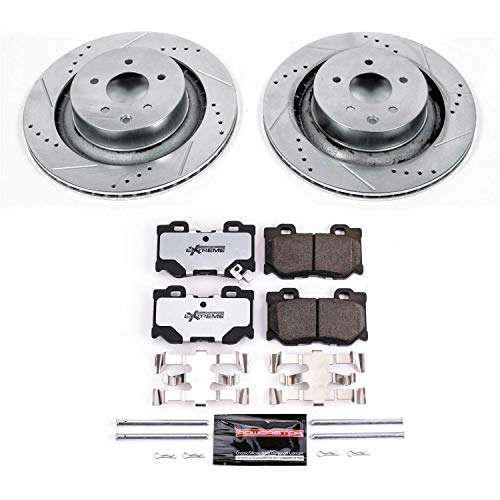 Power Stop K4732-26 Brake Pads Rear Z26 Carbon Fiber with Drilled & Slotted Brake Rotors Kit For INFINITI G37, INFINITI Q60, Nissan 3, Nissan 370Z, Niss [Model Specific]