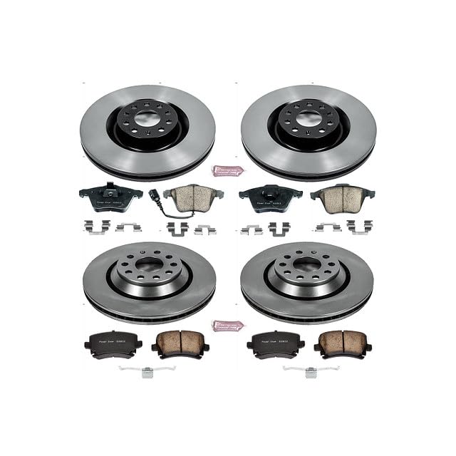 Power Stop Autospecialty KOE5471 Front and Rear Replacement Brake Kit-OE Brake Rotors & Ceramic Brake Pads For VW CC, VW Golf R, VW Passat, Volkswage [Model Specific]