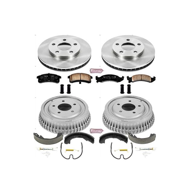 Power Stop Autospecialty KOE15123DK Front and Rear Replacement Brake Kit-OE Brake Drums & Ceramic Brake Pads For LeSabre, Lumina APV, Olds Silhouette, Pontiac Trans Sport [Model Specific]