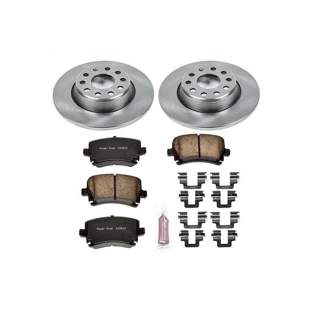 Power Stop Autospecialty KOE2261 Rear Replacement Brake Kit-OE Brake Rotors & Ceramic Brake Pads For Audi A3, Audi A3 Quattro, VW GTI, VW Jetta, VW Passat, VW Tiguan [Model Specific]