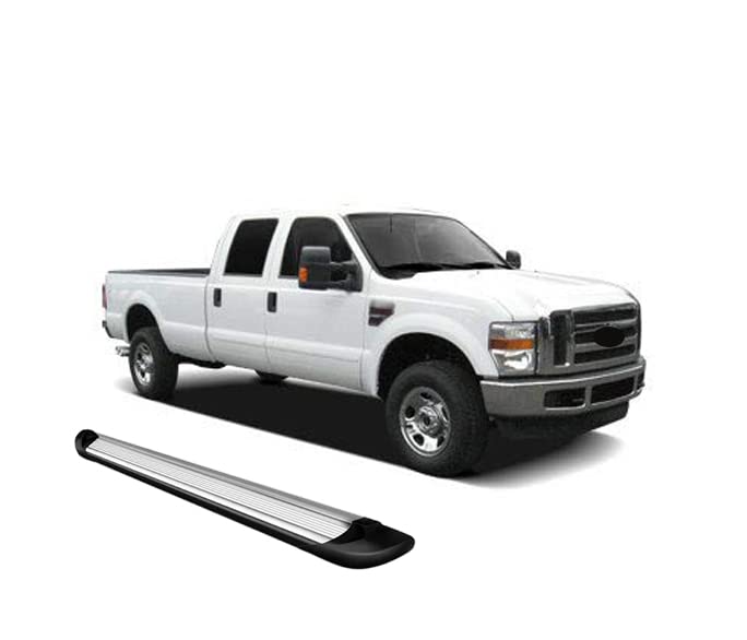 Transporter Running Boards Silver Black Horse Compatible with 2009-2016 Ford F-250 Super Duty|2009-2016 Ford F-350 Super Duty|2009-2016 Ford F-450 Super Duty|2009-2016 Ford F-550 Super Duty-TR-F491S