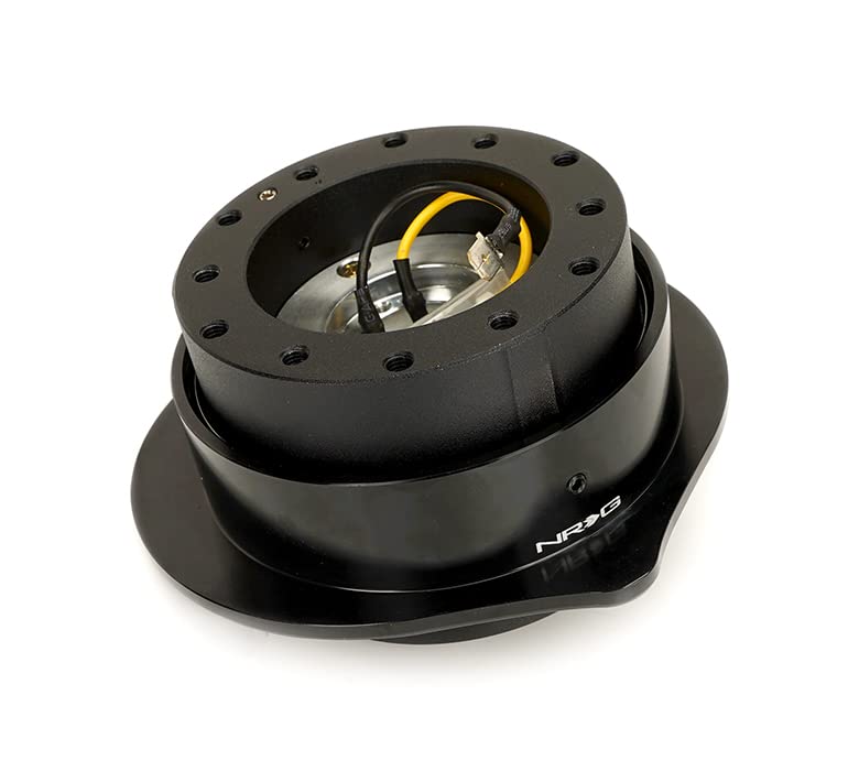 NRG Innovations Steering Wheel NRG-SRK-143BK Quick Release Kit Adapter, Black Body/Black Heart Shape Ring Flares, 6x70mm & 6x74mm Bolt Pattern