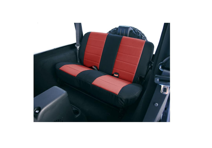 Rear Rugged Ridge 13263.53 Seat Cover, Neoprene Red; 03-06 Jeep Wrangler TJ