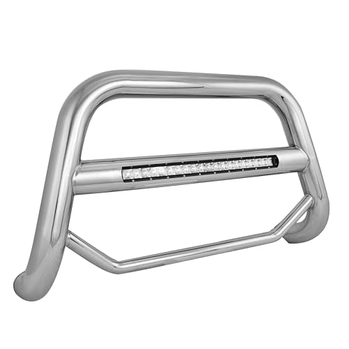 Max Beacon Bull Bar Black Horse No Skid Plate Stainless Steel Compatible with 2022-2024 Jeep Cherokee-MAB-B8802S