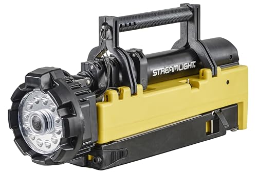 Streamlight Portable Scene Light 45670 10,000-Lumen Portable and Collapsible Flood Light with Heavy-Duty Shoulder Strap, 120V AC Charger, 12V DC Cord and 6-Foot Extension Pole, Yellow