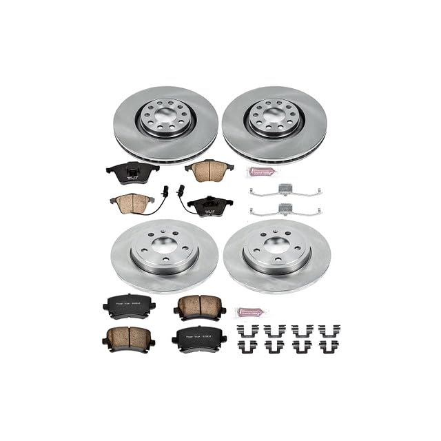 Power Stop Autospecialty KOE4065 Front and Rear Replacement Brake Kit-OE Brake Rotors & Ceramic Brake Pads For Audi A4 2005-2009, Audi A4 Quattro 2005-2009 [Model Specific]