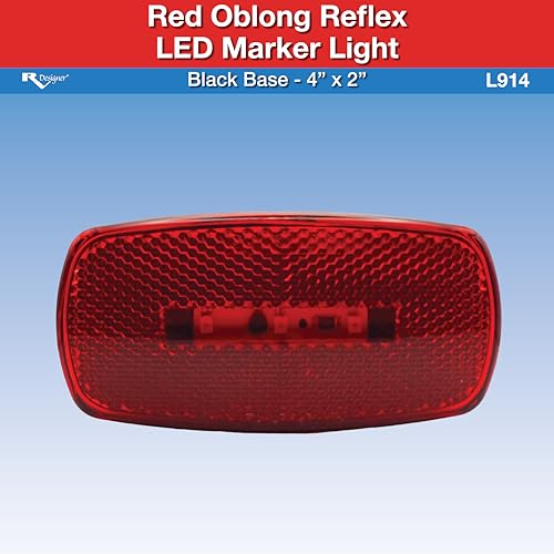 Red Oblong RV Designer L914 Reflex LED Marker Light With Black Base, DOT-Compliant