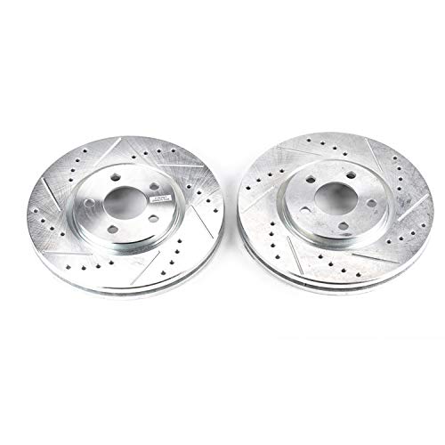 Power Stop AR8352XPR Evolution Front Drilled & Slotted Rotor Pair For Chrysler PT Cruiser 2003-2009, Dodge Neon 2003-2005 [Model Specific]