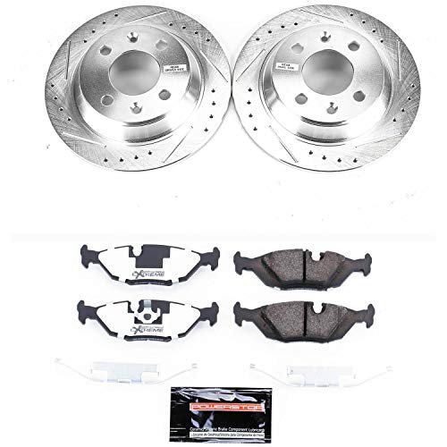 Power Stop K367-26 Z26 Carbon Fiber Brake Pads Rear with Drilled & Slotted Brake Rotors Kit For Saab 900 1988-1993, Saab 9000 1988-1998 [Model Specific]