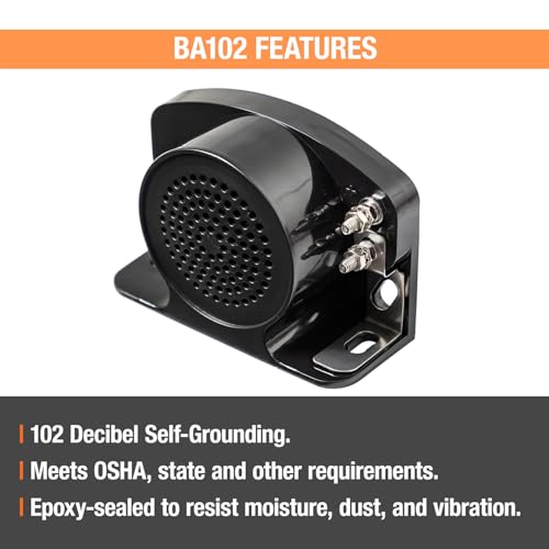 Buyers Products BA102 Backup Alarm Self-Grounding For Truck, 102 bB, Heavy Duty Loud Reverse Beeper for Commercial Vehicles, Pickup Trucks, Vans & More
