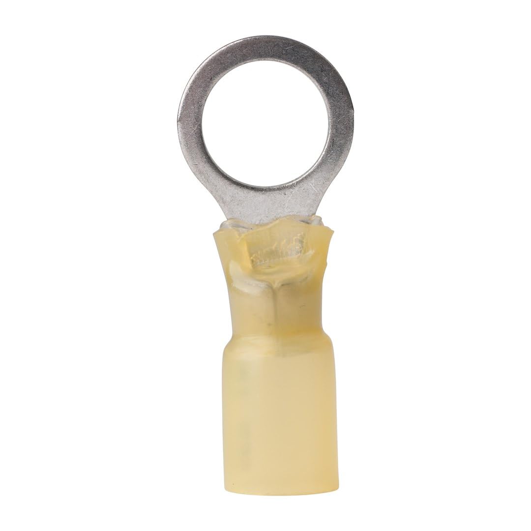 Marine Grade Ancor 312625 Electrical Nylon Insulated Adhesive Lined Heat Shrink Ring Terminals (12 to 10-Gauge, Size 3/8 Screw, 25-Pack)