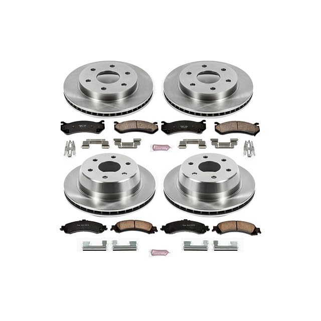POWERSTOP Front and Rear KOE2015 Autospecialty Replacement Brake Kit Brake Rotors and Ceramic Brake Pads For Chevy Silverado 1500 Suburban 1500 Tahoe | GMC Sierra 1500 Yukon | Escalade 6 Lug