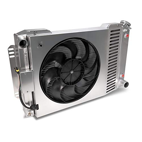 Slim-Fit Radiator, Direct Fit Series, 28-7/64 in W x 18-1/2 in H x 4 in D, Single Pass, Driver Side Inlet, Passenger Side Outlet, Aluminum, Natural, GM LS-Series, Automatic Transmission
