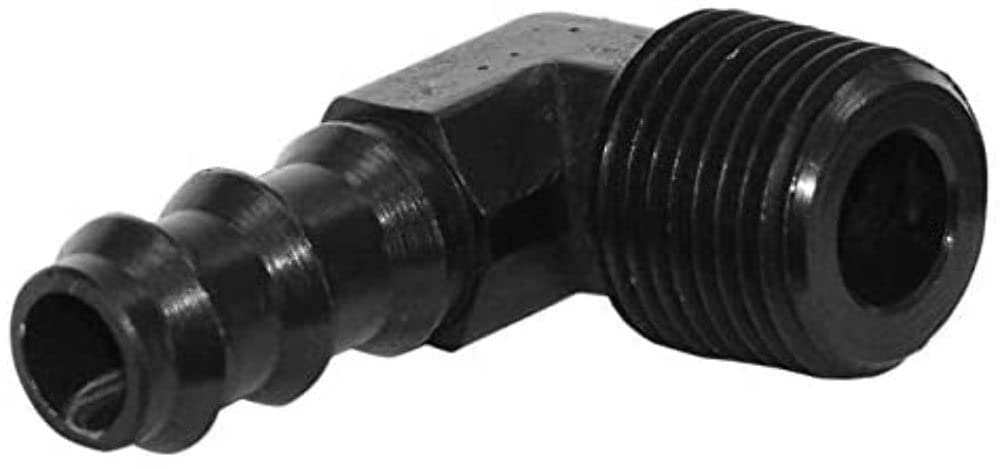 Moroso 90 Degree Fitting, 3/8" NPT to 3/8" Hose, Black 65382