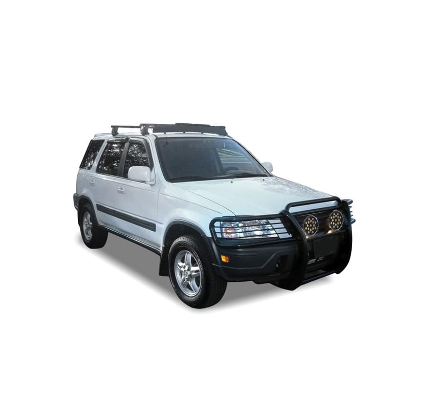 Grille Brush Black Horse Bumper Guard Modular Come with Pair of 7.0" Dia.LED Lights with Black Trim Rings Compatible with 1997-2001 Honda CR-V-PG24001MA-PLB