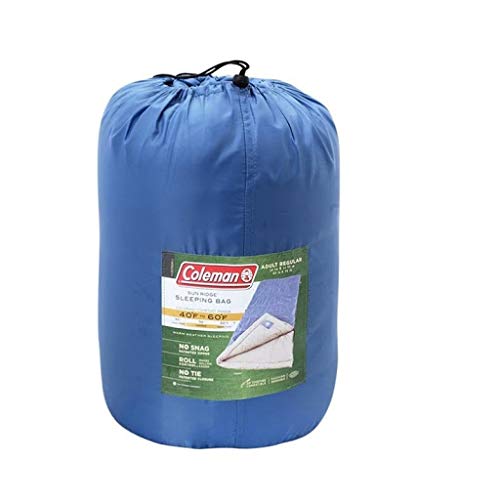 Coleman 40°F Sun Ridge Cool-Weather Sleeping Bag, Lightweight Adult Sleeping Bag with Soft Trim & Draft Tube, Machine Washable